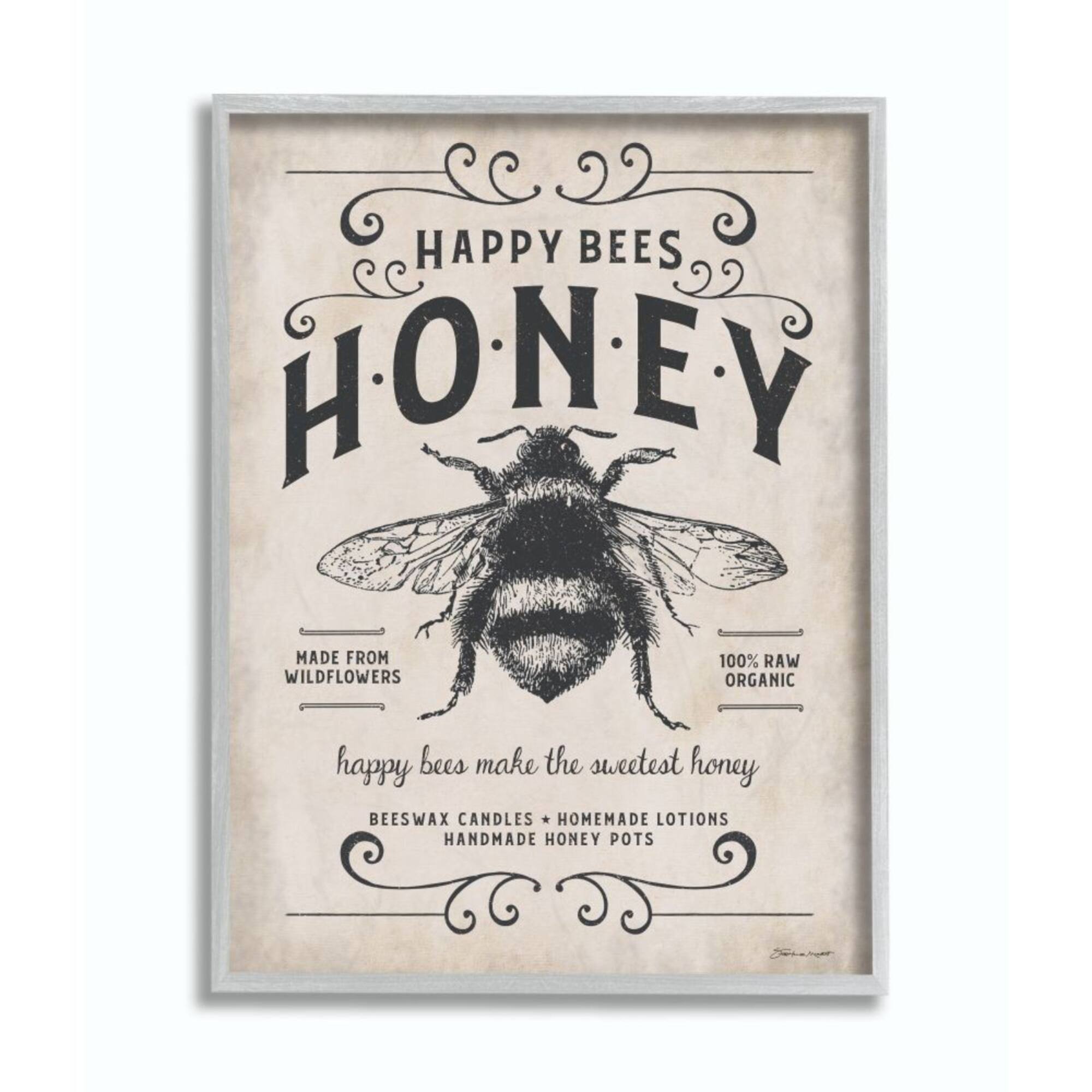 Stupell Industries Honey Bee Rustic Farm Framed Wall Art